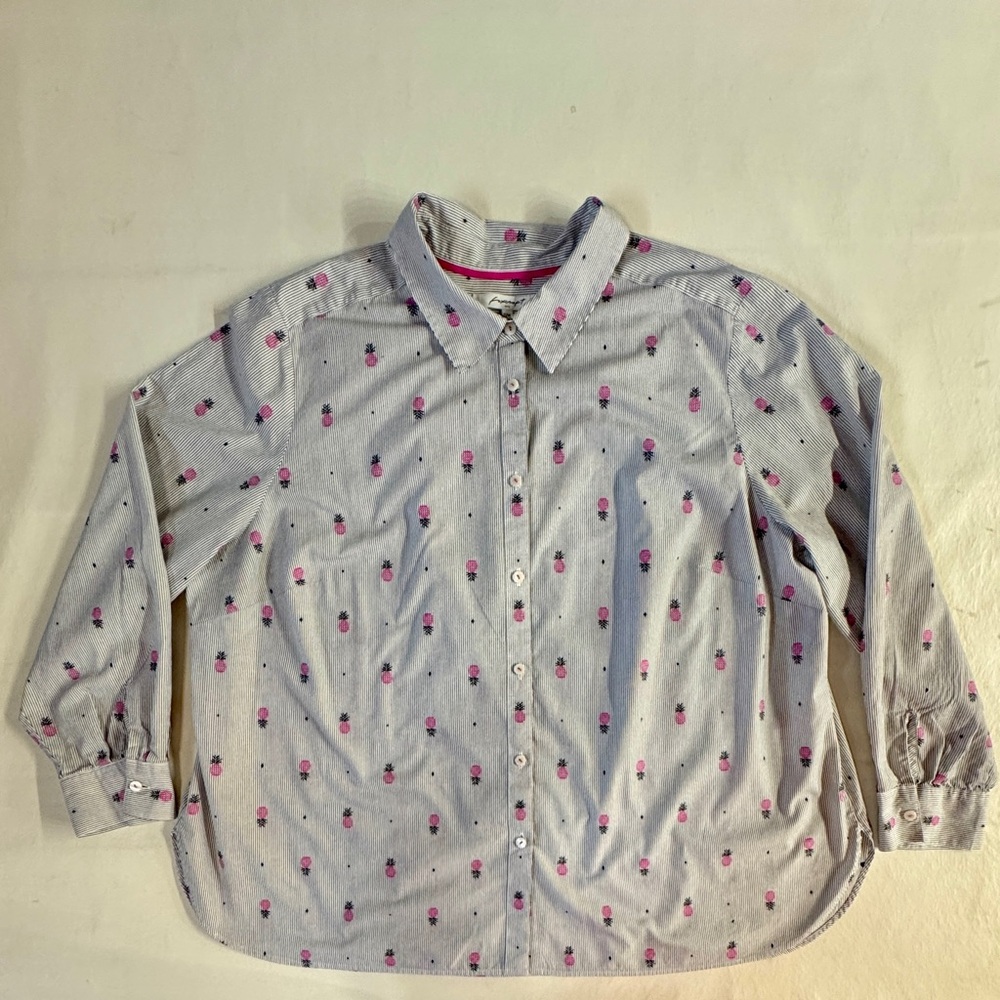 NWOT Foxcroft Simone Pineapple Button-Down Shirt (22W) - Picture 6 of 16